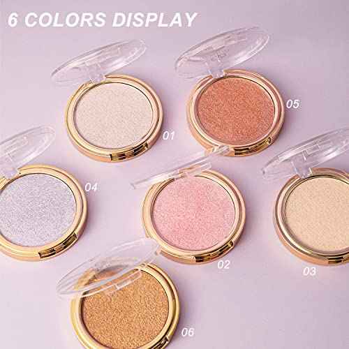 YOUNG VISION Pressed Powder Highlighter, Baked Natural Glow Contour Powder & Face Highlighter, Cruelty-Free, Shimmer Highlighting Makeup for Face, Eye, Eyeshadow, Body, Skin (Pink)