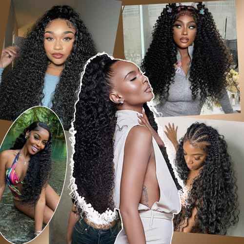 15A Deep Wave Human Hair Bundles 18 20 22 Inch Brazilian Virgin Depp Weave Curly Bundles Human Hair 3 Pcs 100% Unprocessed Virgin Remy Hair Natural Black Water Wave Human Hair Extensions