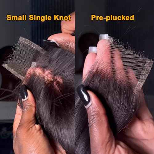 BEEOS 2x6 Skinlike Real HD Lace Closure Only, Pre-plucked Body Wave Human Hair Closure 0.10mm Ultra-thin Invisible Lace Bleached Knots 20 Inch