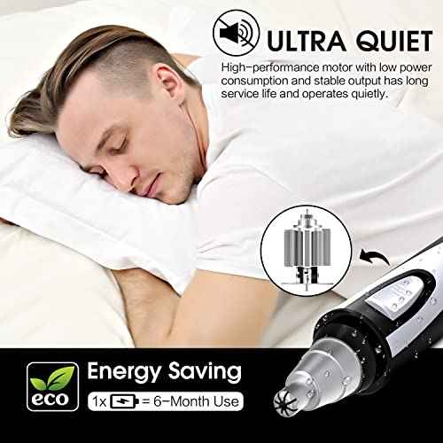 Ear and Nose Hair Trimmer Clipper - 2025 Professional Painless Eyebrow & Facial Hair Trimmer for Men Women, Battery-Operated Trimmer with IPX7 Waterproof, Dual Edge Blades for Easy Cleansing Black