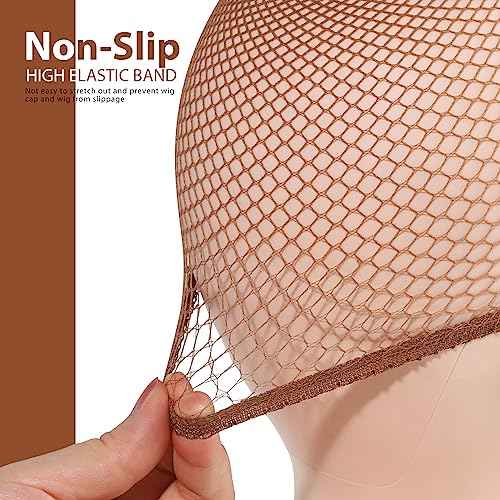 Fandamei Wig Cap, 6PCS Wig Caps for Women Kids Brown, Mesh Wig Cap Net, Closed End Hair Nets, Nylon Hair Net for Wigs for Halloween Rave Party Cosplay
