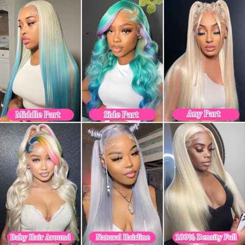 613 13X6 Lace Front Wig Human Hair 30 inch Lace Front Wig Human Hair 180 Density Straight Blonde Wig Human Hair Pre Plucked For Women Honey Blonde HD Lace Front Wig