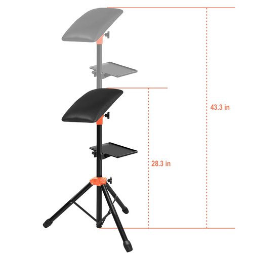 Tattoo Armrest With Tray, Tattoo Arm Rest Foldable Tattoo Tripod Black Leather Pad Height Adjustable and Tilt for Tattoo Artist (Orange)