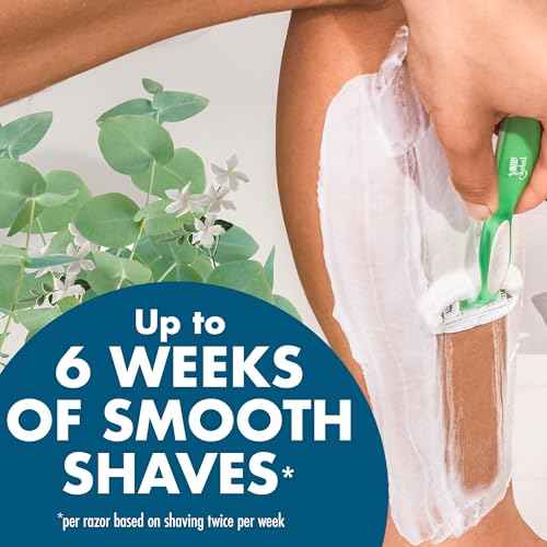 BIC Soleil 5 Escape Scented Women's Disposable Razors, 5 Blades, Comfortable Shave, Jasmine & Eucalyptus Scented Handle Shaving Razors for Women, 4 Count