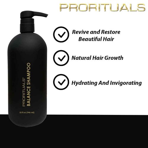 Prorituals Balance Shampoo for Hair Growth - Shampoo for Hair Loss and Thinning Hairs, Natural Hair-Thickening for Women & Men, Vegan, Sulfate Free, Coconut & Vitamin E, 32 fl oz