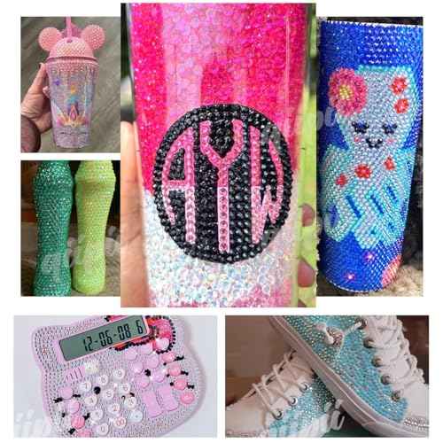 Resin Flatback Rhinestones w B7000 Jewelry Glue for Bedazzling Crafting 2mm-6mm Gems Stones Diamonds for Nails Eyes Face Makeup Tumblers Mugs Bottles DIY Crafts (Light Blue, Jelly)