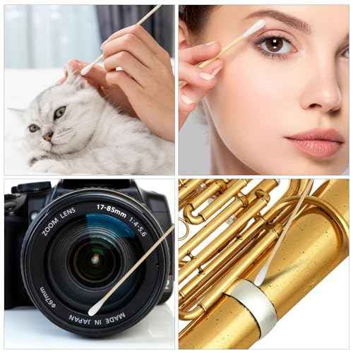 1000 PCS Long Cotton Swabs with Wooden Sticks, Lint- Free Highly Absorbent Long Cleaning Swabs, Cotton Tipped Applicators for Eye Ears, Makeup, Gun Applicators, Oil, Pet Care