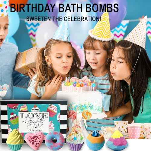 Bath Bombs Gift Set for Christmas - Bath Bombs for Girls, 6 Aromatherapy Natural BathBombs w/Organic Ingredients Skin Moisturizing Bubble BathBombs for Women Relaxing, Kids Stocking Stuffers