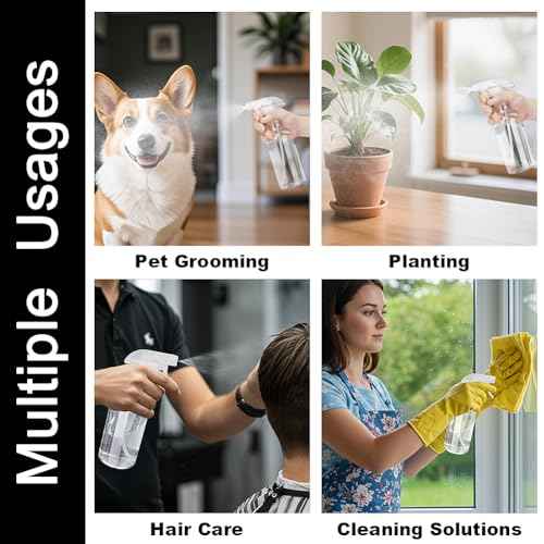 Plastic Spray Bottles 12oz 2 Pack Adjustable Mist/Stream Spraying Heavy Duty Square Water Spray Bottles for Hair, Cleaning Solutions, Plants£¬Essential Oils (Clear)