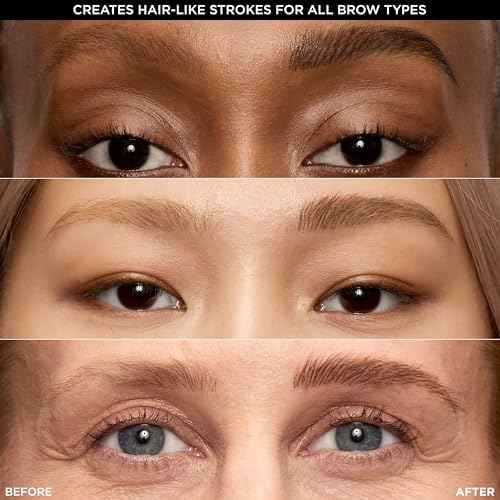 L'Oreal Paris Faux Brow, Hair-Like, Filling Eyebrow Pen with Double-Brush Tip, Fast & Precise Eyebrow Makeup, Dark Brunette, 0.04 Fl Oz