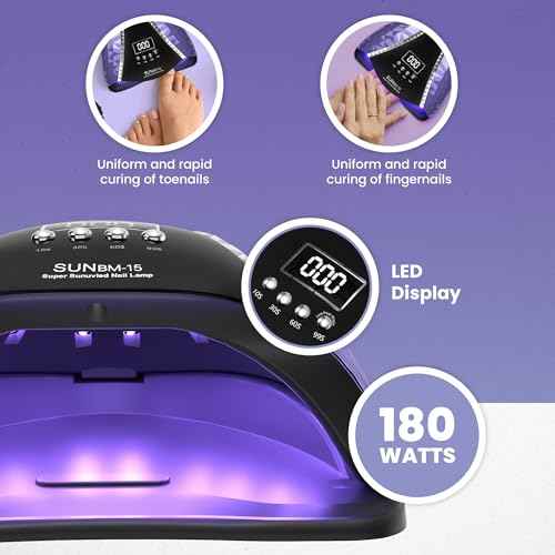 180W UV LED Nail Lamp, Gel Polish UV Light, 45 LED Nail Lights with Auto Sensor, LCD and 4 Timer Settings, Professional Nail Dryer, Blue Light Nail Lamp.