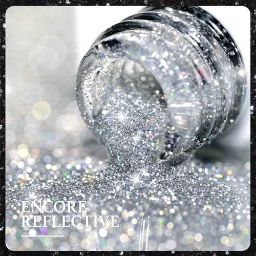 GAOY Reflective Glitter Gel Nail Polish Set for 6 Colors Including Pink Silver Red Green Colors Holographic Gel Polish Kit for Salon Manicure and Nail Art DIY at Home