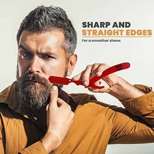 Utopia Care Professional Straight Razor for Men, Barber Straight Edge Razor Safety with 100 Pack Blades, Red