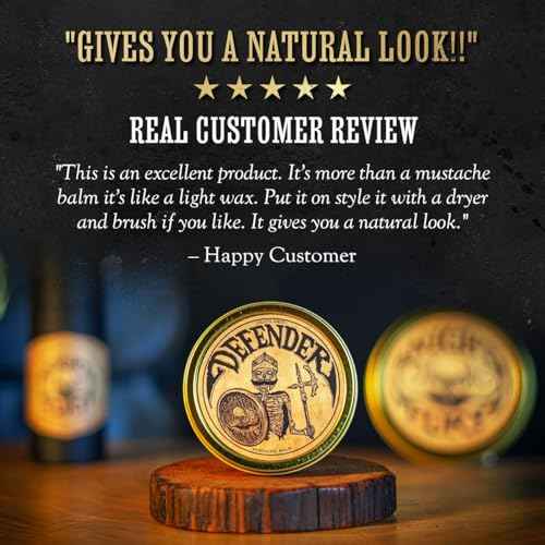 Mustache Balm Grooming Kit for Men | Light to Medium Hold Beard Wax 1oz | Natural Hair & Moustache Care Kit with Styling & Conditioning | Defender Balm By Death Grip