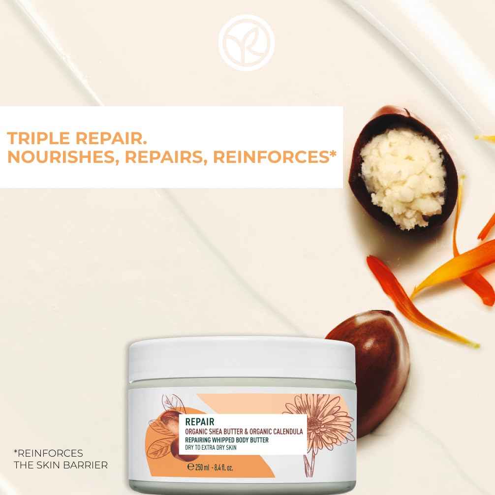 Yves Rocher Repairing Whipped Body Butter for Dry Skin, Intensely Nourish & Moisturize with Shea Butter Body Cream, 8.4 FL OZ