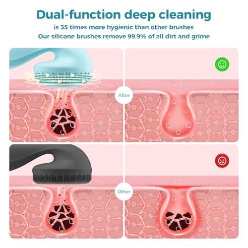 2 in 1 Facial Cleansing Brush, Rotating Magnetic Beads & Massage Cleaning Electric Face Scrubber, Waterproof and Rechargeable Exfoliating Face Scrubber Brush