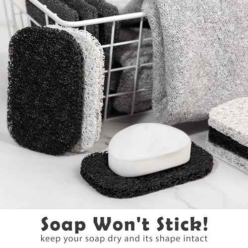 myHomeBody Soap Pocket Squares Exfoliating Pouch, Body Scrubber, Exfoliator Sponge for Bath or Shower, or Leftover Bits Saver, Graphite Gray, 9 Pack + 6 Lift Pads