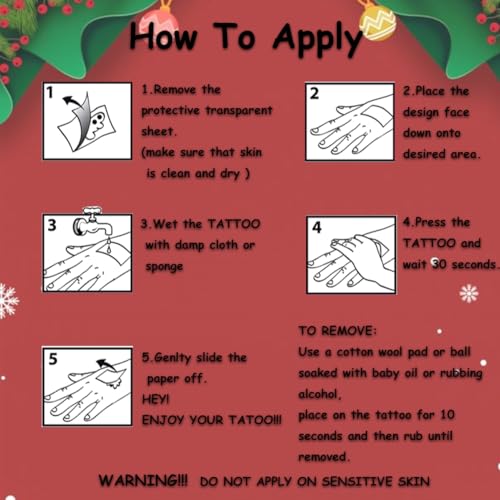 Christmas Temporary Tattoos for Kids - 74 Individually Sheets Santa Claus & Snowman Tattoos for Kids' Xmas Party Favors, Stocking Stuffer, Christmas Eve Gift