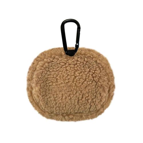 kimhachan Pluffy Character Pouch with Carabiner | Cute Mini Accessory Bag Pocket Organizer for Women Makeup Organizer Case (Umahji (Brown))