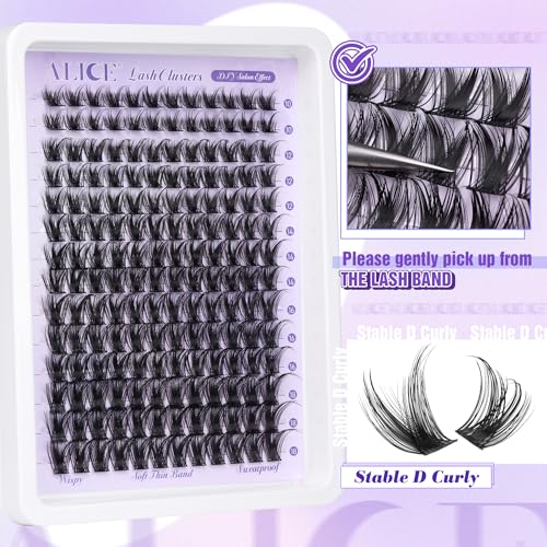 ALICE Lash Clusters Wispy Eyelash Clusters 10-18mm 168pcs Cluster Eyelash Extensions Natural Volume Lash Extensions DIY Individual Lashes Clusters with Soft Thin Band