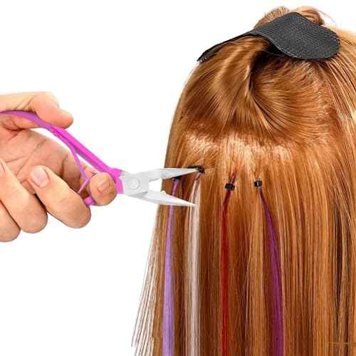 SIVOTE Professional Hair Extension Pliers & Bead Extension Tool Kit ? Stainless Steel Hair Pliers for Bead Extensions, Microlink Tool Kit, & Loop Threader for Micro Beads Hair Extensions Kit Pink