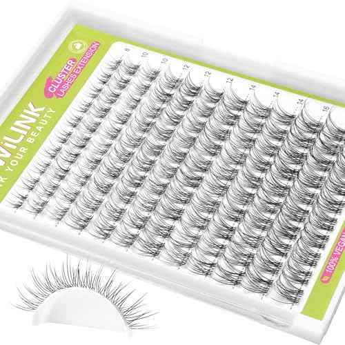 Lash Clusters Kit Natural Venus Cluster Eyelash Extensions Kit 8-16mm Wispy Eyelash Clusters D-curly Individual Eye Lashes Thin Invisible Band DIY Lash Extension Kit G02 by WiWiLINK