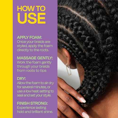 LOCK'N SLEEK Braid Foam for braiding, Twists and Locs, No Frizz with Shine, Fast Drying, Light Weight Mousse, 8 Oz