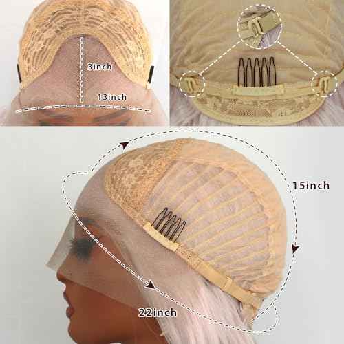 Pink Lace Front Wigs Long Wavy Wigs for Women Long Curly Synthetic Lace Frontal Wig Loose Wave Wig Heat Resistant Glueless Synthetic for Daily Party 24 Inch