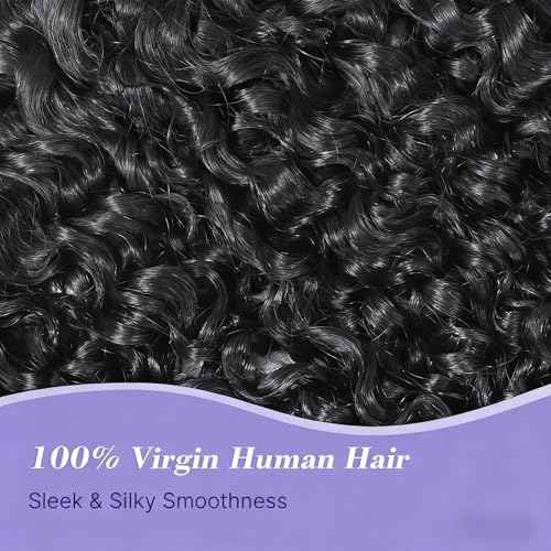 Deep Wave Half Wig Human Hair 3 In 1 Seamless Flip Over Half Wigs 180 Density 26 Inch Drawstring Curly Half Wigs for Women Human Hair Glueless Wear and Go Half Up Half Down Headband Wig Human Hair