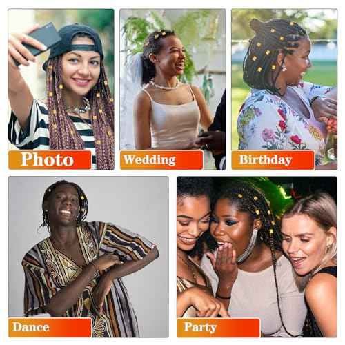 190 Pcs Gold Hair Jewelry for Braids & Dreadlocks - Loc Jewelry with Ring Cuffs, Clips, Charms & Decorations for Men, Women & Girls