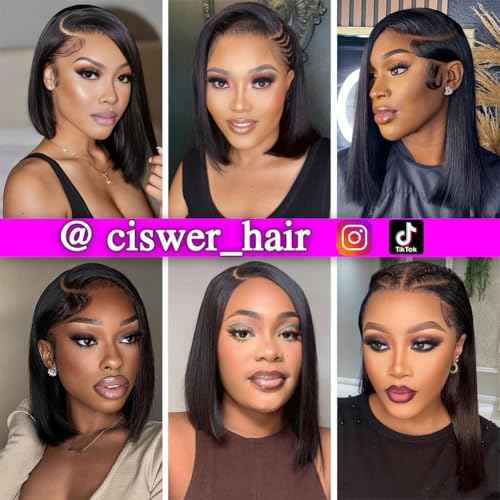 Lace Front Bob Wig Human Hair Short Bob Wigs for Black Women 13x4 Lace Wigs Human Hair Pre Plucked Straight Natural Color 180 Density 14 Inch