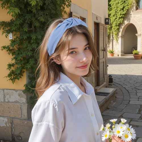 LYroo Headbands for Women Girls Blue Cute Knotted Headband Head Bands for Women's Hair Non Slip Trendy Thick or Thin Headbands Fashion Hair Accessories£¨7PCS£©