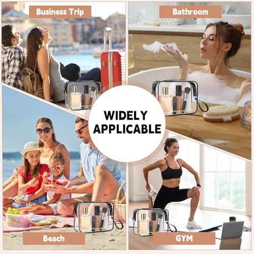 Clear Makeup Bag,2 Pack TSA Approved Toiletry Bag Travel Toiletry Bag Hanging Makeup Cosmetic bag for Women Men (Black).