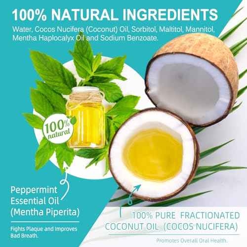 Coconut Pulling Oil, Oil Pulling Travel Sachets 20Pcs, Mint Oil Pulling Mouthwash for Teeth Travel Sizes, Natural Coconut Oil Pulling with Coconut & Peppermint Oil-Mouthwash