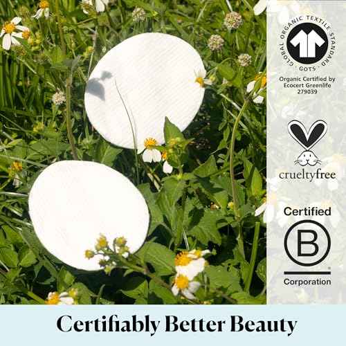 Sky Organics Organic Large Oval Cotton Pads, 100% Pure Organic Cotton, GOTS Certified Cotton, Dual Textured Design, for Makeup Removal, Cleansing, Toner Application