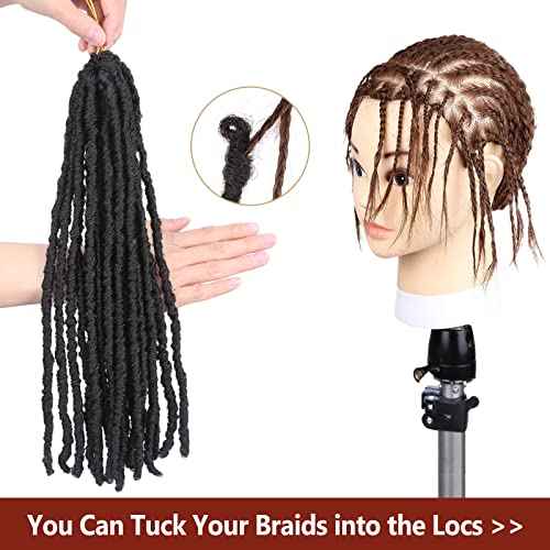 WIGNEE 120 Strands Faux Locs 12 Inches Short Pre-Looped Soft Dreadlock Crochet Hair 6 Packs Pre-Twisted for Black Women (12 Inch, 1B)