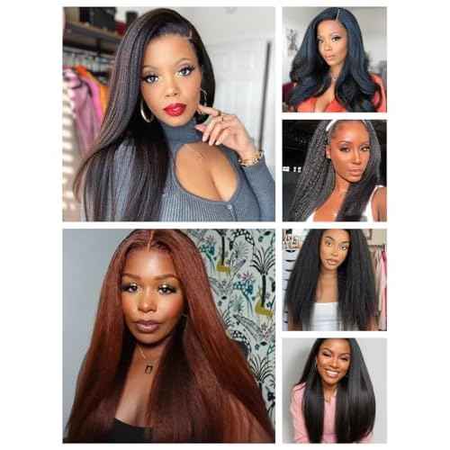 Kinky Straight Bundles Human Hair 4c Bundle Yaki Straight Bundles 32 inch 100% Unprocessed Brazilian Virgin Hair Bundle Deals Human Hair 12A Natural Black For Black Women