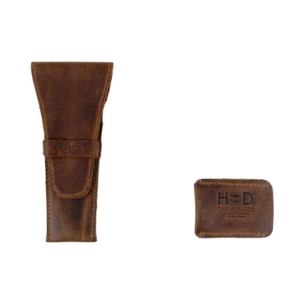 Hide & Drink, Leather Safety Razor Case & Razor Head Protective Sheath - Personal Care Essentials - Handmade