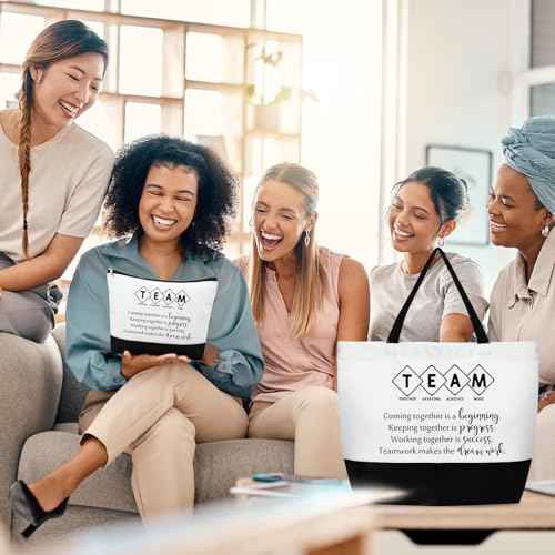 Cunno 4 Pcs Team Appreciation Bags Bulk Women Employee Gifts Team Together Canvas Tote Bag Makeup Bags for Vet Tech Coworker Nurse