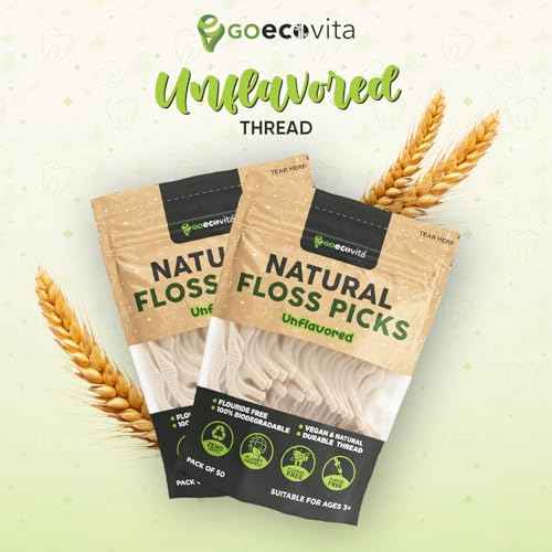 Biodegradable Floss Picks (Unflavored) - Natural Straw Wheat Handle | Thin & Durable Thread for Tight Gaps! | Dental Flossers for Adults | Gentle on Gums & Teeth | Eco Friendly, Vegan (100 Pack)