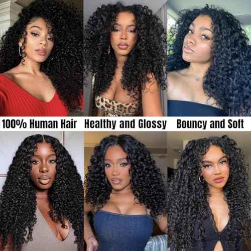 Burmese Curly Bundles Human Hair 16 Inches 100% Unprocessed Quick Weave 3c4a Water Wave with Spiral Curly End Real Human Hair Extensions Natural Black