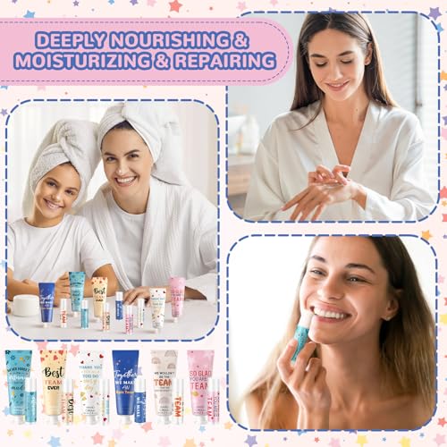 48set/192pcs Best Team Ever Gifts Christmas Bulk Gifts for Coworkers Women Employee Appreciation Gift Christmas Party Favors Xmas Stocking Stuffers Items Travel Hand Lotion and Lip Balm Set