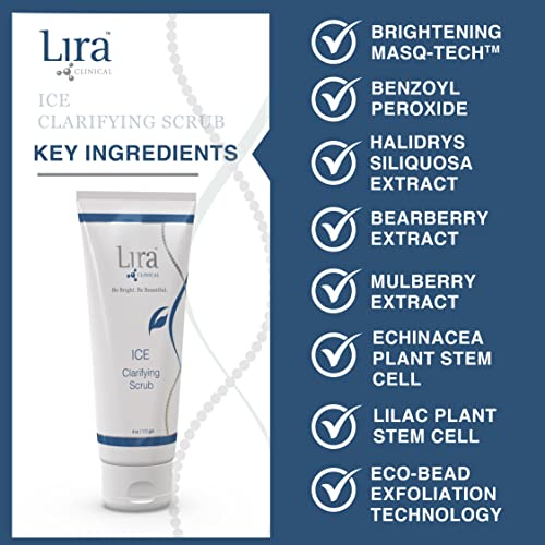 Lira Clinical ICE Clarifying Face Scrub - Soothing & Exfoliating Scrub with Echinacea Plant Stem Cells & Botanical Extracts - Eco-Bead Technology - Anti-acne, Brightening & Cleans Pores - 4 fl oz