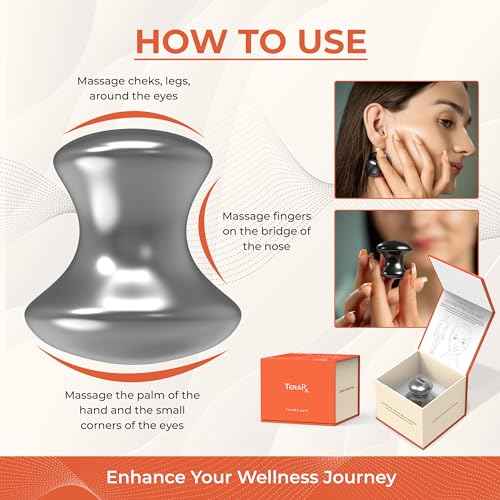 TeraRX¢ç Terahertz Stone Gua Sha & Massage Tools ? Authentic Terahertz Tools for Lymphatic Drainage, Tension Relief, and Facial Relaxation (Mushroom Gua Sha)