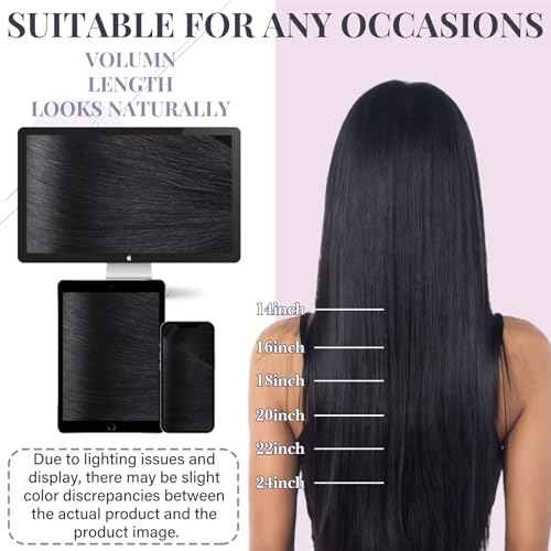 Fshine Real Human Hair Genius Weft Hair Extensions for Women Jet Black Human Hair Sew in Hair Extensions 22 Inch 60g Remy Human Hair Bundle Natural Long Straight Hair Extensions