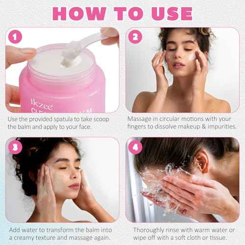 Cleansing Balm Makeup Remover - 3.38 Oz Cherry Scented Moisturizing Hydrating Deep Nourishing Travel-friendly Smooth Face Cleanser Makeup Remover Clear Cleansing Balm for All Skin Types