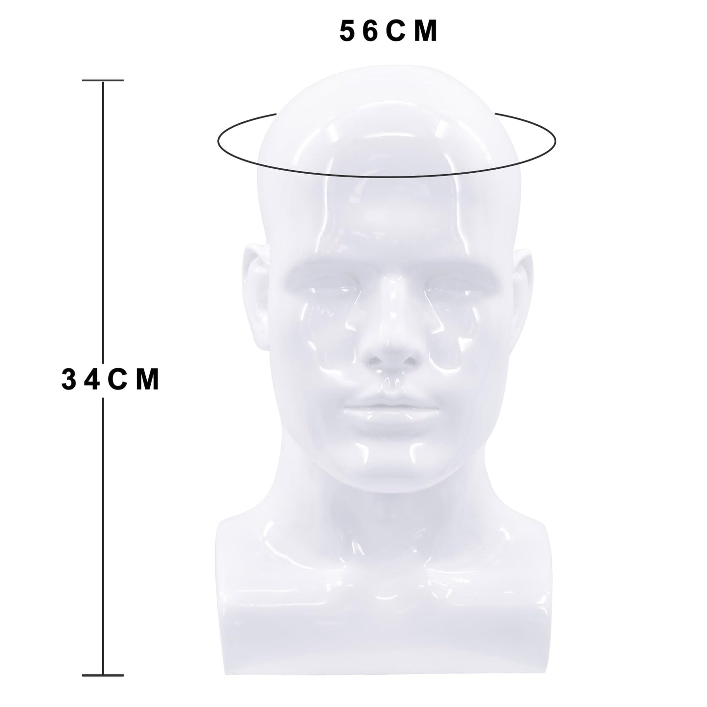 VEELTRAS Male Mannequin Head PVC Professional Head Model Male Cosmetology Manikin Head Display for Wigs Hat Mask Scarf Sunglasses with Mount Hole (Bright white)