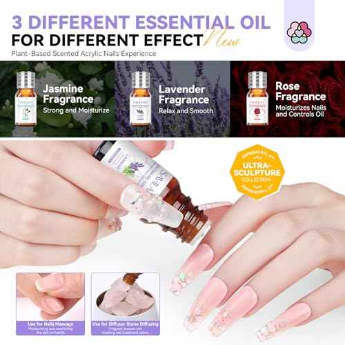 SAVILAND SSPro Acrylic Nail Kit: Clear White Pink Acrylic Powder for Beginners Acrylic Liquid Set with Brush Nail Practice Finger Essential Oil for Acrylic Nails Extension Christmas Gift Home DIY