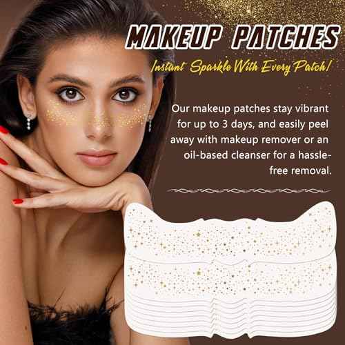 Glitter Freckles Temporary Face Tattoos - 10 Count Gold Body & Face Star Sparkle Freckles, Faux Freckles for Festivals, Concerts, Parties - Easy Apply, Long Lasting Shine