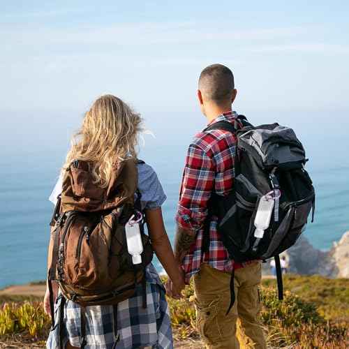 HATTIE 6 Pack Travel Plastic Clear Keychain Bottles 50ml/2oz Portable Leakproof Squeeze Small Bottles With Flip Cap Refillable Empty Containers for Lotion Soap Toiletry